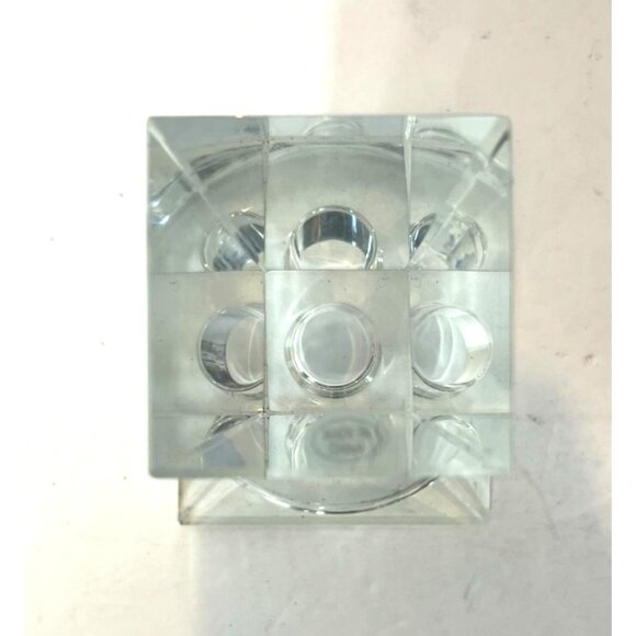 Crystal Glass Taper Candle Holder Elegant Pyramid Design Wedding Romance Dinner - Picture 7 of 7